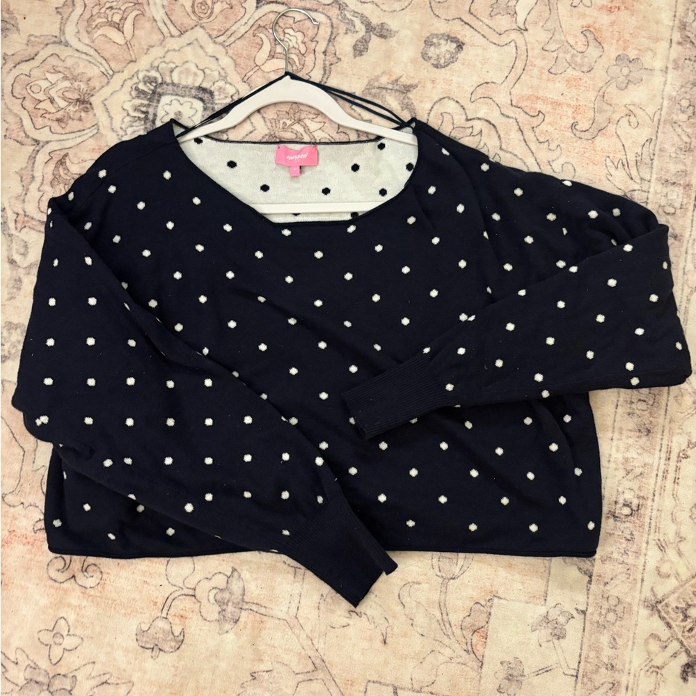 Edikted Navy Sweater with White Polka Dots